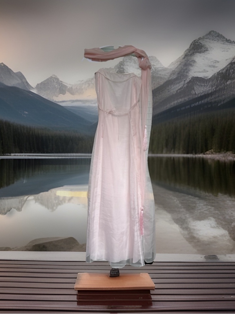 Vintage Emporio Armani Silk Gown with matching tassel shawl